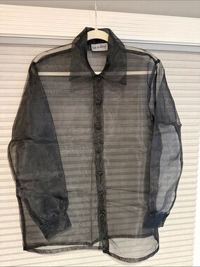 Stop on Eucore Paris Sheer Black Button-Front Shirt Jacket